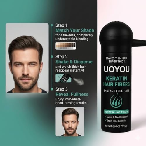 Hair Building Fibers for Thinning Hair - Keratin Fibers Black 27.5g