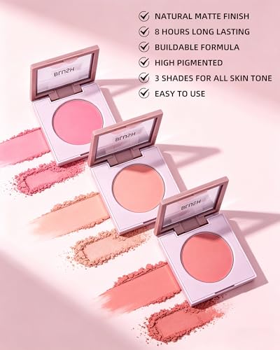 Matte Blush Palette - Light Pink Powder for Cheeks