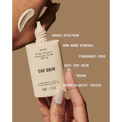 Cay Skin Mo'Bay Mineral Sunscreen Drops SPF 30 ? Broad Spectrum Face Sunscreen & Makeup Primer w/Sea Moss ? Lightweight, Moisturizing Reef Safe Lotion with Natural Finish for All Skin Types ? 1.7 oz.