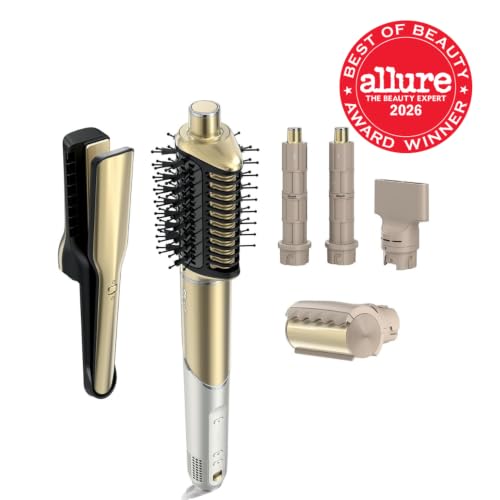 Shark FlexStyle Glam Hair Styler Set with Ceramic & Powerful Air, Straight & Wavy Hair, Gold - HD6051S