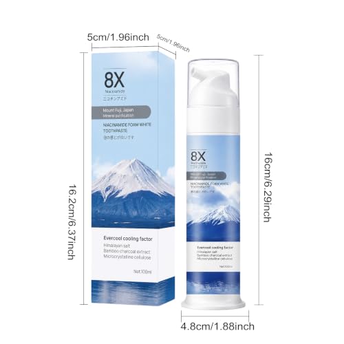 Niacinamide Foaming Toothpaste with Charcoal - Whitening, Fresh Mint, 1pc