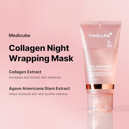 Medicube Collagen Night Wrapping Peel Off Facial Mask - Overnight Sleeping Mask For Elasticity & Hydration Care, Reduces Sagging & Dullness - Collagen Extract For Radiant Skin - Korean Skin Care