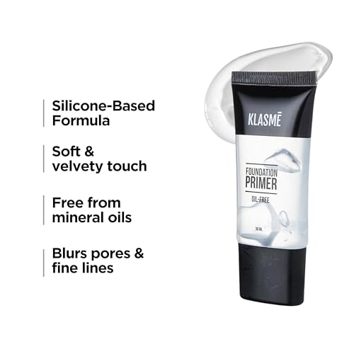 Klasme Foundation Primer | Velvet Touch Finish | Pore Minimizer | Oil-Free Makeup Prep | Long-Lasting Hold | Enriched with Mango Seed Extract | 1.05 fl oz