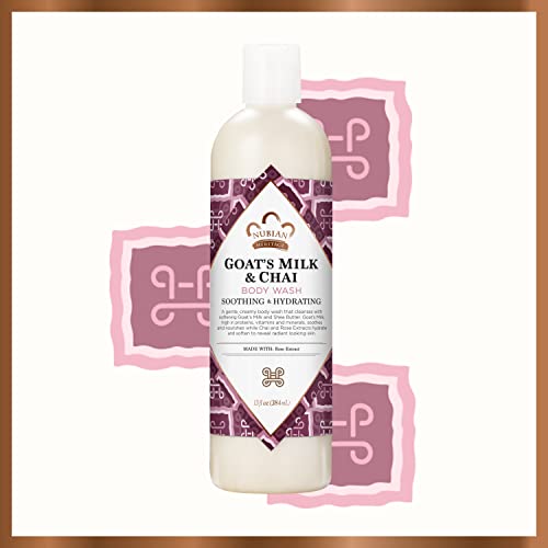 Nubian Heritage Body Wash Goats Milk and Chai Soothing & Hydrating Body Cleanser Made with Fair Trade Shea Butter, 13 oz