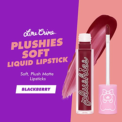 Lime Crime Plushies Soft Matte Lipstick, Blackberry (Sheer Blackberry) - Blackberry Candy Scent - Plush, Long Lasting & High Comfort for All-Day Wear - Talc-Free & Paraben-Free