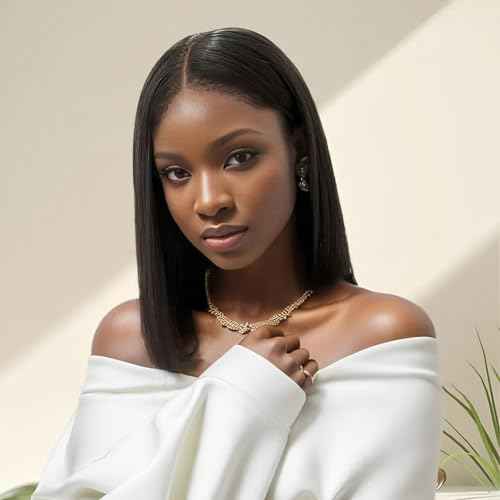 2 by 6 Kim K Glueless Wigs Human Hair Pre Plucked Easy Cut Middle Part Preference Human Hair wig 180% Wear and Go Wigs for Black Women (2¡¿6 black, 14 inch)