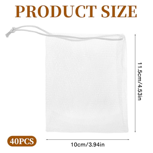 40-Piece Mesh Soap Saver Bags with Drawstring