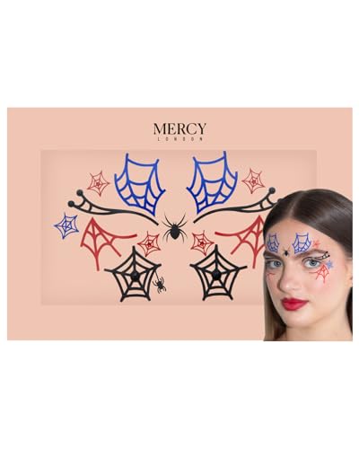 Mercy London Spiderweb Face Gems - Red, Blue & Black Stick-On Crystals