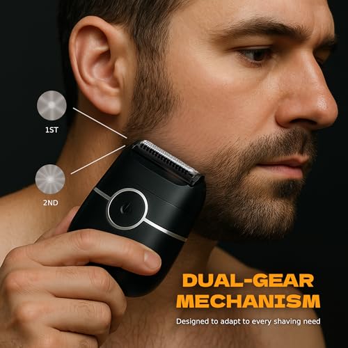 Electric Razor for Men, Portable Foil Shaver with Beard Trimmer, USB-C Fast Charging, IpX7 Waterproof Wet/Dry, Mini Pocket Travel Shaver for Home, Gym and Trips.