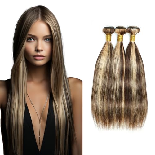 Biliisyff P4/613 Ombre Highlight Brown Straight Hair Bundles 22-26 Inch