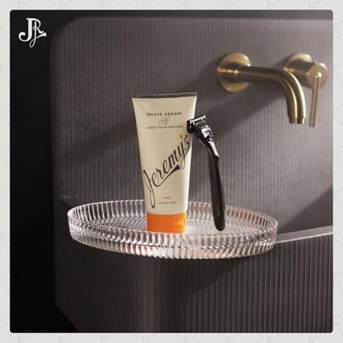 All Natural Men's Shaving Cream with Green Tea & Menthol - Rich Lather for Face & Body, Sensitive Skin, 6 Fl Oz
