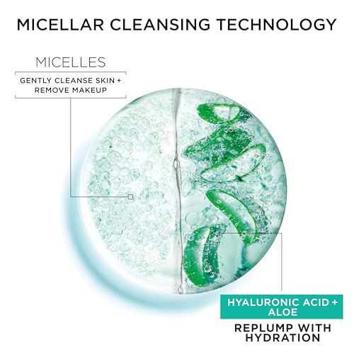 Garnier Micellar Water with Hyaluronic Acid - Hydrating Makeup Remover & Facial Cleanser, All Skin Types, 13.5 Fl Oz