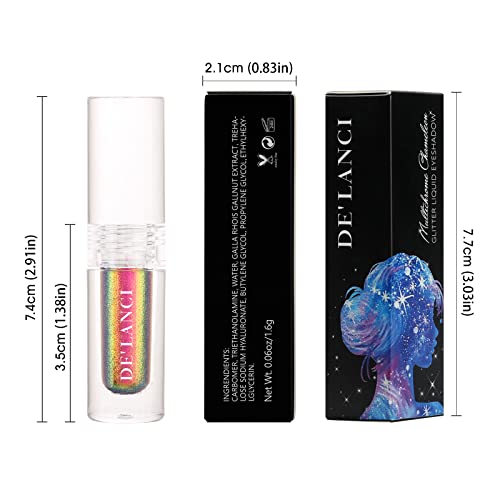 Multichrome Duochrome Metallic Glitter Shimmer Metal Colorful Bright Liquid Eye Shadow, Chameleon Sparkle Waterproof High Pigmented Longlasting Liquid Eyeshadows Color Shift Gold