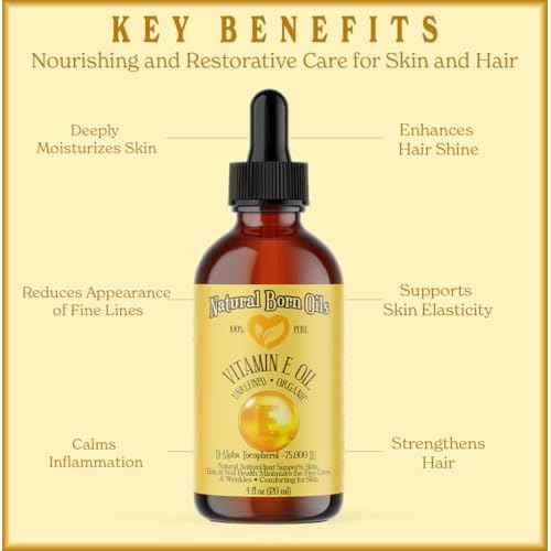 Natural Born Oils Vitamin E Oil (made from Wheat Germ), 16oz, Organic, Cold-Pressed, Nutrient-Rich, Excellent for Glowing Skin, Lustrous Hair