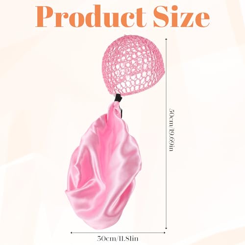 Guduling 2 in 1 Adjustable Pink Hair Wrap Cap Bonnet