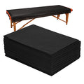 Disposable Massage Table Sheets 20-Pack - Non-Woven Spa Bed Cover, 31" x 70" Black
