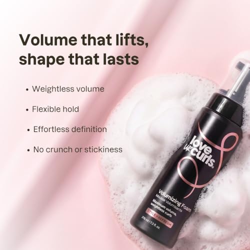 Love Ur Curls Volumizing Curl Mousse - Lightweight Anti-Frizz Foam, 7.3 oz