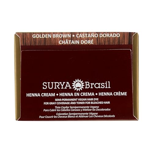 Surya Brasil Henna Cream - Golden Brown Semi-Permanent Hair Dye, 2.37 oz