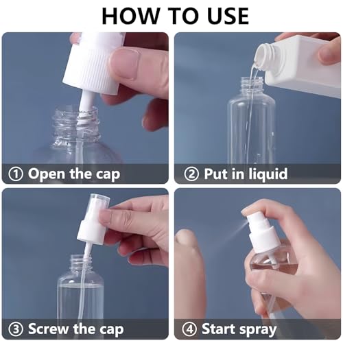 4 Pack 3.4oz TSA Approved Travel Bottles - Refillable Plastic Spray Containers