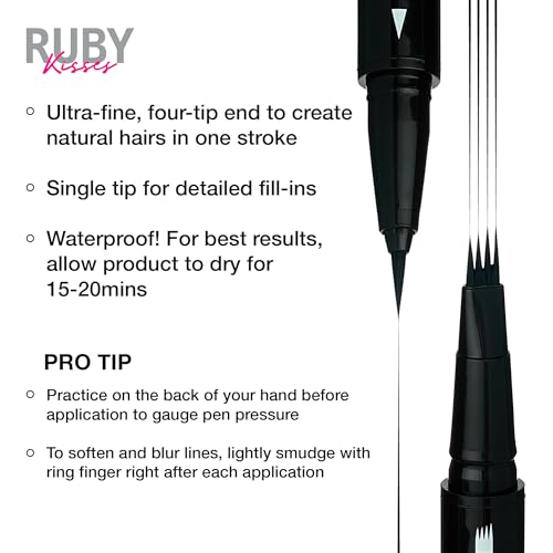 Ruby Kisses Microblading Eyebrow Pencil Waterproof Dual-Ended Brow Pen for Natural Hair-Like Strokes (Black Brown)