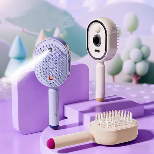 5-in-1 Electric Air Cushion Brush with Nano Mist & Red Light for Frizzy Hair