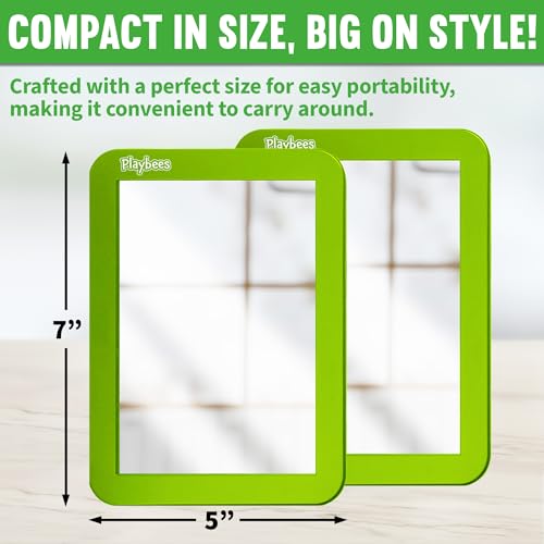 Playbees Magnetic Locker Mirror - 2 Pack Green, 5" x 7"