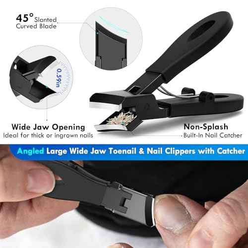 Professional Ingrown Toenail Tools Kit for Seniors,Wide Jaw Straight Nail Clippers,Large Angled Nail Clipper Cutters for Heavy Duty Thick Toe Nails or Fingernail,Manicure Set for Men Women