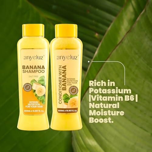 ANYELUZ Banana Shampoo & Conditioner Set for Dry Hair - 2 Pack