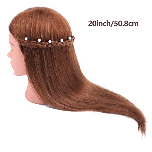 18" Human Hair Mannequin Head with Clamp for Hairstyling Practice