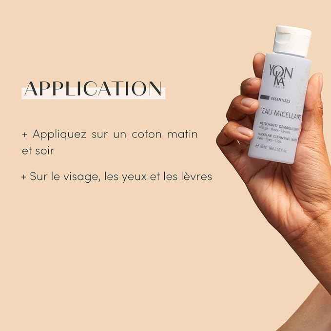 Yonka Eau Micellaire Travel Size | Micellar Water and Cleansing Makeup Remover | Gentle Face Wash with Rose and Chamomile to Remove Impurities and Hydrate | Paraben-Free | 2.53 fl oz
