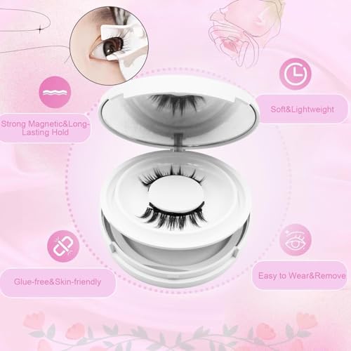 Eloria Magnetic Lashes with Applicator, 2026 New Upgrade Reusable Hunnyfit Magnetic Eyelashes Natural Look, Wispy False Lashes Kit, No Glue Needed Easy to Wear and Remove (Camellia+Devil+Simple)