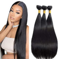 Human Hair Extensions 20-24 Inch Black Straight Virgin Hair Bundles 3 Pack