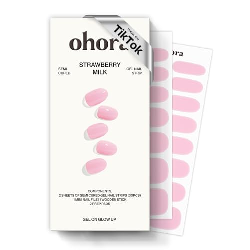 ohora Semi Cured Gel Nail Strips Strawberry Milk Pink