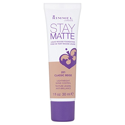 Rimmel London Stay Matte Liquid Mousse Foundation - 201 Classic Beige, 1oz