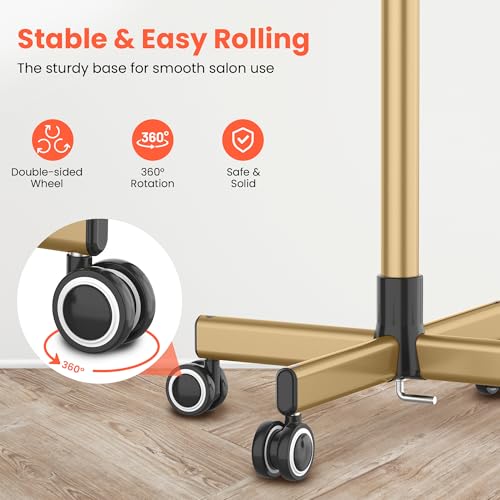 Gold Salon Rolling Cart with Magnetic Dye Bowls