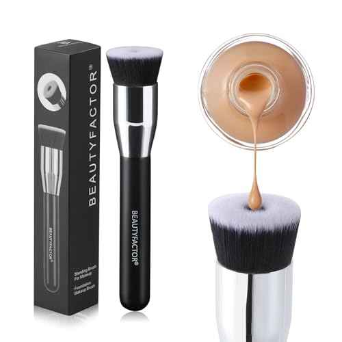 Foundation Brush with Hole,Professional Korean Makeup Brush Flat Makeup Brush for Liquid Cream Foundation or Flawless Powder Cosmetics(Black)