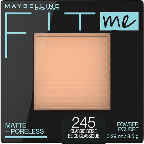 Maybelline Fit Me Matte + Poreless Pressed Powder Classic Beige 0.29oz - Long-Lasting Face Makeup & Setting Powder