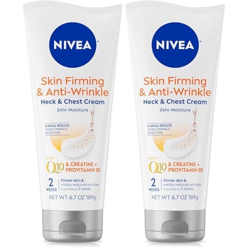 NIVEA Skin Firming & Anti Wrinkle Neck & Chest Cream with Coenzyme Q10,Creatine and Provitamin B5,Skin Firming Cream Reduces the Look of Fine Lines and Wrinkles,6.7 Oz Tube,(Pack of 2)