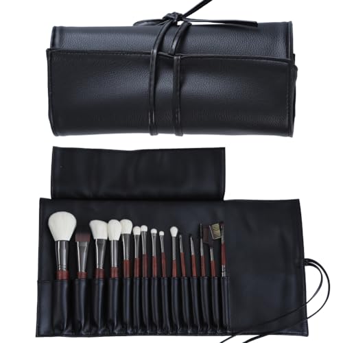 MOND'SUB Makeup Brush Case Travel, makeup brush case roll up,brush holder makeup,Holder Organizer Brushes Pouch Cosmetic Bag for Travel£¬Rolling Bag Storage Case PU Leather
