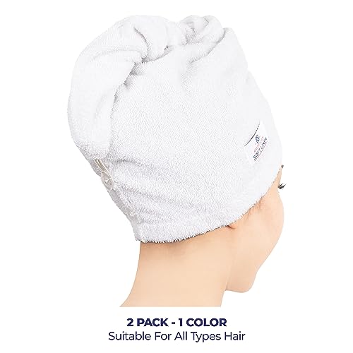 Cotton Hair Towel Wraps for Women, 2-Pack, 26x10 Absorbent