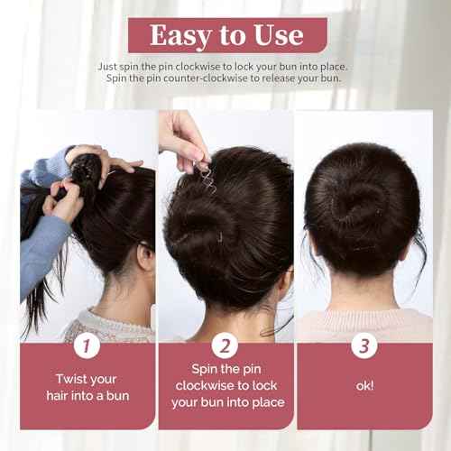 FANDAMEI 50PC Spiral Hair Pins Set, Spin Pins Spiral Bobby Pins for Girls, Women and Kids, Non-Scratch Round Clip & Bun Twist, Stylish Bun Bobby Pins, Premium Spin Pins for Hair, Brown