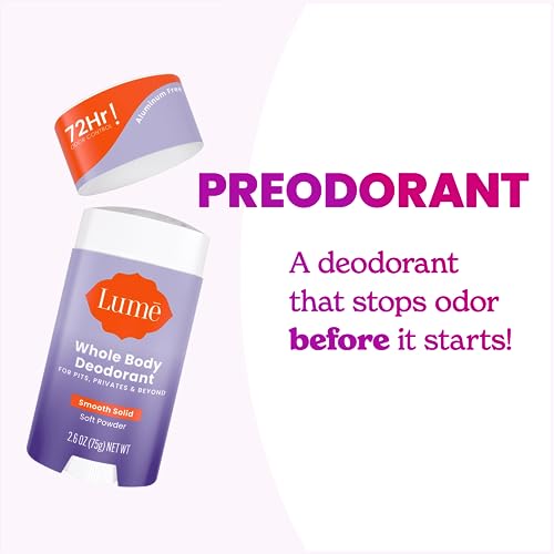 Lume Whole Body Deodorant Stick 2.6 oz Pack of 2 Soft Powder Scent - Odor Control for Sensitive Skin