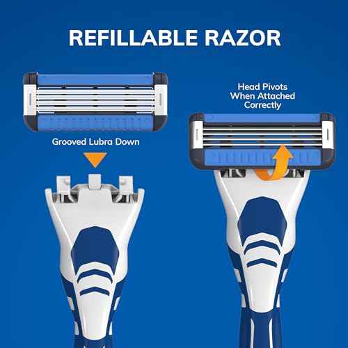 BIC EasyRinse Anti-Clogging, Refillable Men's Razors With 4 Blades, 1 Handle and 3 Refill Razor Cartridges Razor Kit