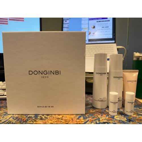 Donginbi Red Ginseng Moisturizing & Firming Skin Care Set - Hydrating Toner for Dry Skin (5.07 floz), Korean Red Ginseng Essence (4.39 floz), Firming Cream, Korean Skin Care Gifts for Women