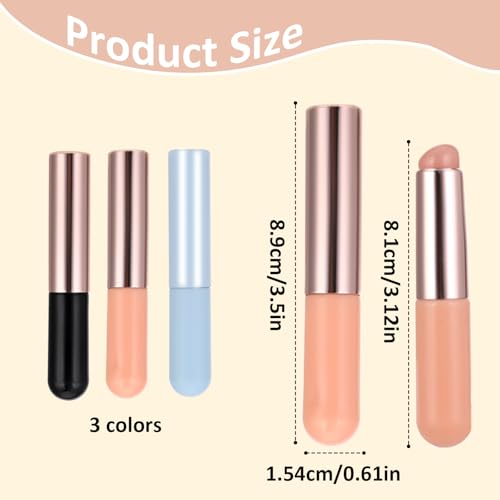 Silicone Lip Brush Set 3-Pcs with Dust Caps
