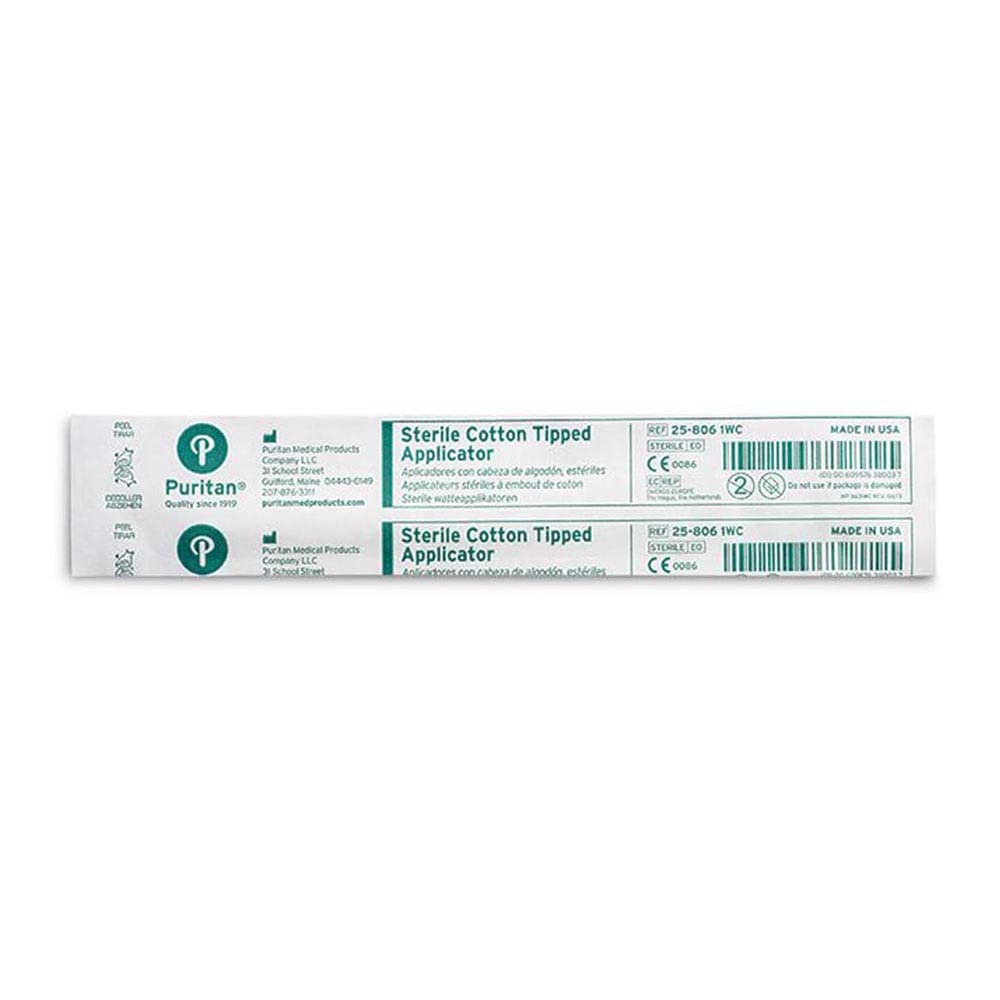 Puritan 25-806 1WC Cotton Tipped Sterile Applicators/Swabs with Wood Shaft, 6" Overall Length (Pack of 100)