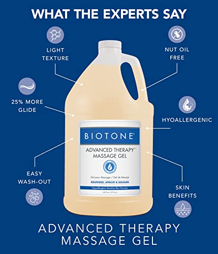 BIOTONE Advanced Therapy Massage Gel - 8 Fl Oz Hypoallergenic, Silky Glide, Oil-Free
