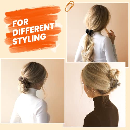 DEPOKA Matte Hair Clips Set - Rectangle & Double Row Claw Clips