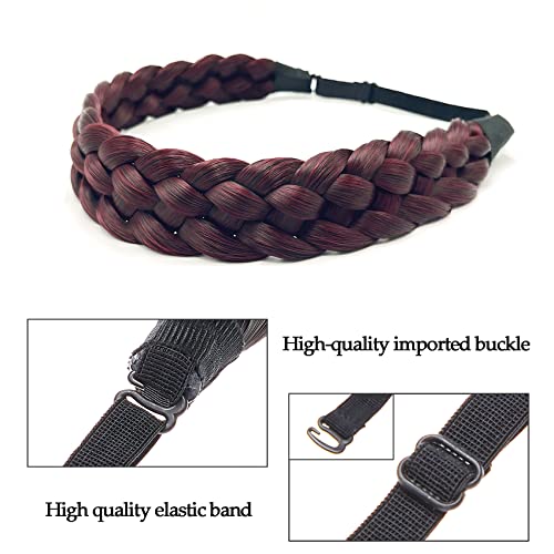 TOECWEGR 5 Strands Synthetic Hair Braided Headband Hairpiece Classic Chunky Wide Plaited Braids ElasticMulti Color Headband Ladies Beauty Hair Accessories …