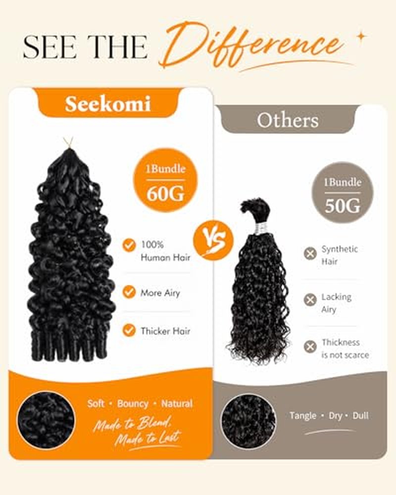 16" Burmese Curly Crochet Hair Extensions - Human Hair, Pre-Looped